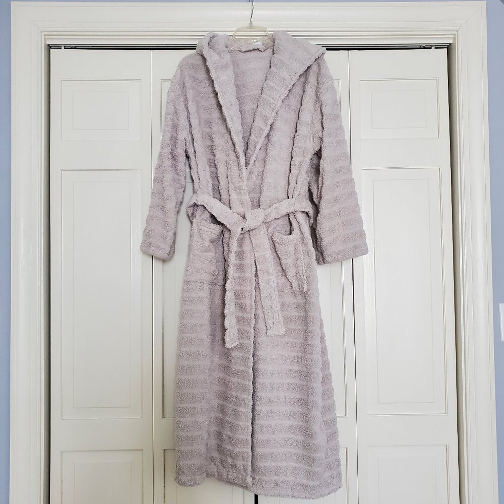 The White Company Unisex Organic Cotton Hooded Ribbed Hydro Cotton Robe XS